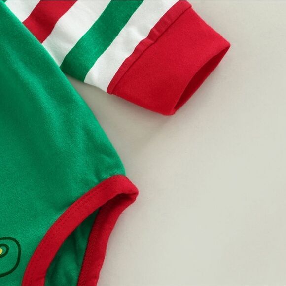 NWT Baby Elf Suit Romper Set and Santa Hat - Picture 7 of 12